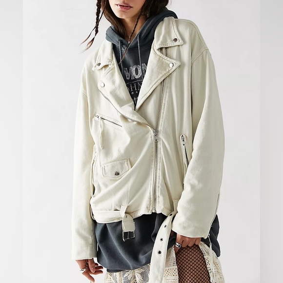 Free People Jackets & Blazers - Free People Rebel Knit Moto Jacket Vanilla Creme